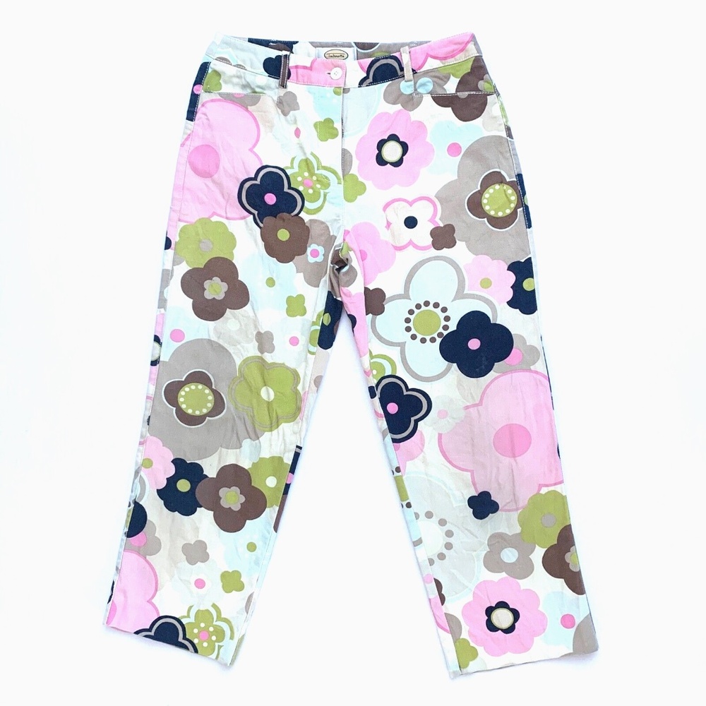 Y2K Early 2000s Lizzie McGuire Mod Graphic Floral High Waisted Capri Pants S 2
